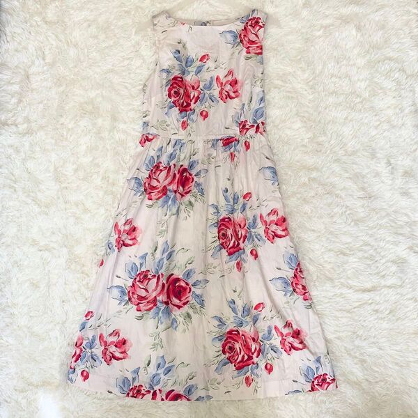 Cath Kidston キャスキッドソン バラ柄ノースリーブワンピース サイズ10