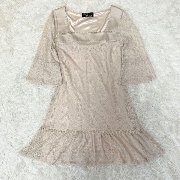 CECIL McBEE セシルマクビー ミニワンピース ベージュ お花