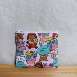 ハンドメイド【ミニポーチ】にこにこぷん柄/ピンク