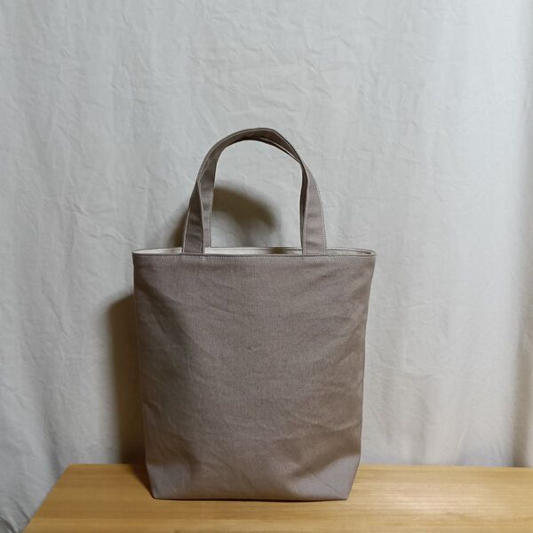 ハンドメイド【帆布のトートバッグ】グレージュ/グレー系