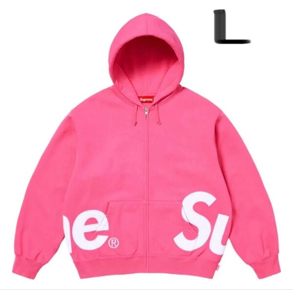 Supreme Big Logo Zip Up Hooded Sweatshirt "Magenta" L