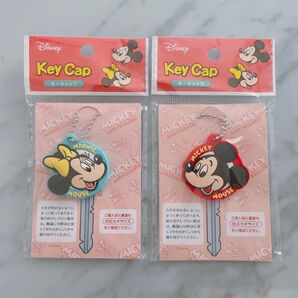 ★ディズニー レトロミッキーミニー ペアキーカバー おそろいキーホルダー キーキャップ 2つセット★新品