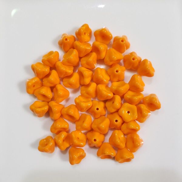 チェコビーズ ベルフラワー 花 約4×6mm 50ケ オレンジ