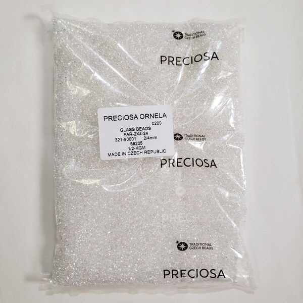 チェコビーズ ファルファーレ 小 約2×4mm 500g クリスタルレインボー