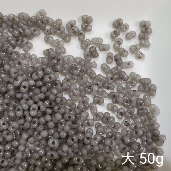 チェコビーズ ファルファーレ 大 約3.2x6.5mm 50g グレー