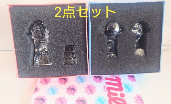 非売品 不二家 ペコちゃん クリスタル ガラス細工 2箱セット 未使用品 ☆ゆうパケットプラス発送