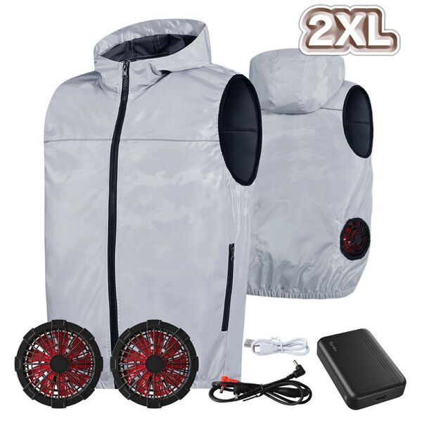 空調服 2XL ファン バッテリー セット 空調ベスト 作業服 扇風機 大容量