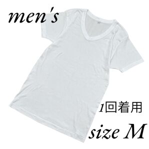 洋服の青山 メンズ Vネック半袖シャツ Mサイズ 白 ホワイト Tシャツ 半袖