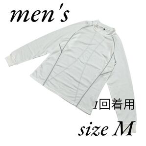 メンズ 長袖トップス カットソー M ホワイト 白 作業服 作業着 薄手 長袖 クルーネック ワークウェア