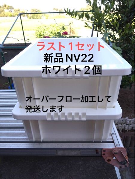 【新品】ラスト1セット! NV22 × ホワイト2個 オーバーフロー加工済 メダカ飼育ケース