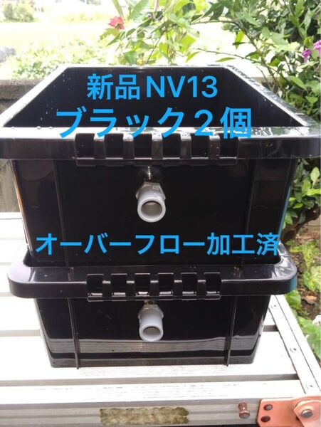 期間限定、値下げ中!NV13 ブラック2個セット オーバーフロー加工済、メダカ飼育ケース