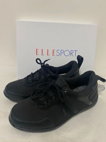 新品未使用 ELLE SPORT エルスポーツ スニーカー 撥水仕様 黒 ブラック レディース 23cm