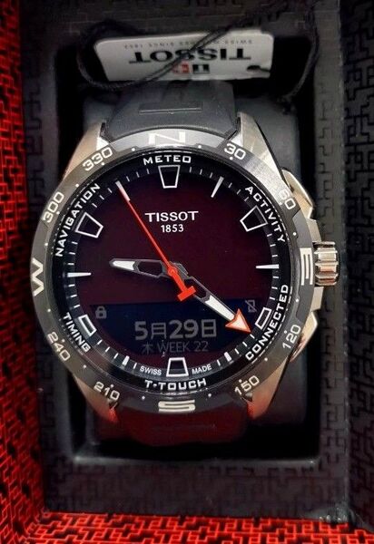 TISSOT Tタッチ コネクト ソーラー メンズ 腕時計 黒文字盤 純正ラバーベルト T121.420.47.051.00