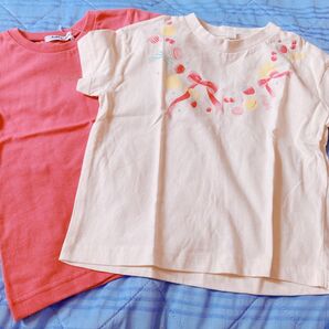 女の子Tシャツ2枚セット 100cm ピンク/クリーム