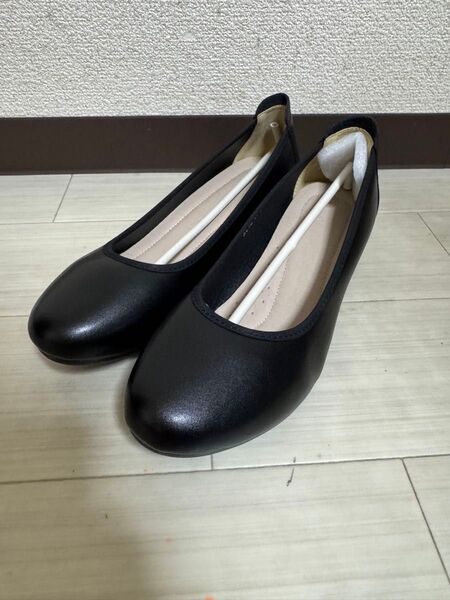 未使用品 パンプス レディース スクエアトゥ ヒール4.0cm 足囲3E ビジネス 24.5cm