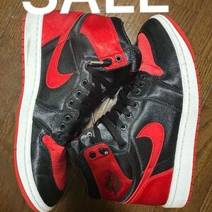 【美品】NIKE AIR JORDAN 1 サテン地 ブレッド 28.0センチ ナイキ エア ジョーダン ブラック