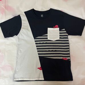 グラニフ 五味太郎 きんぎょがにげた Tシャツ 半袖 ネイビー Mサイズ ユニセックス ポケット付き