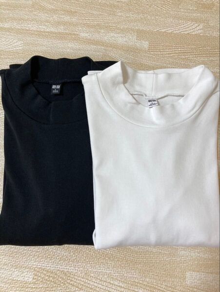 ユニクロ Tシャツ UNIQLO 黒 白 ブラック 無地 L 半袖 セット