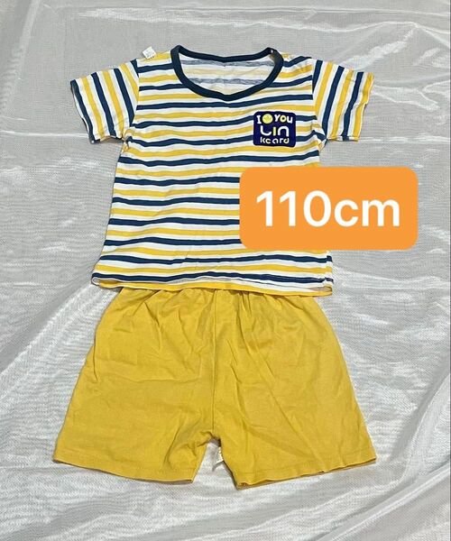 パジャマ 上下セット 半袖 ルームウェア ハーフパンツ 男の子 黄色 ストライプ 夏 部屋着