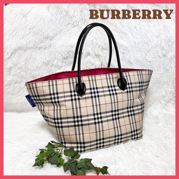 BURBERRY BLUE LABEL バーバリーブルーレーベル トートバック ノバチェック×赤
