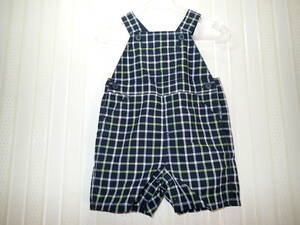 * Gymboree /Gymboree 70-80cm* rompers ( navy check pattern )/CAP. set / thin overall / length of the legs snap-button / pocket attaching s1712