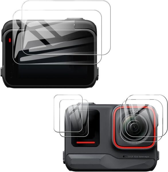 Insta360 Ace Pro カメラ保護フィルム メイン画面用2枚+サブ画面用2枚+LED保護フィルム2枚