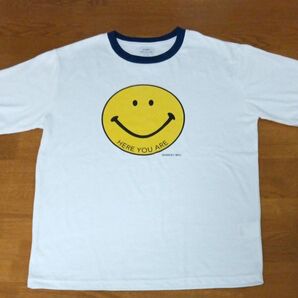 【coen】スマイルプリントリンガーTシャツ Lサイズ