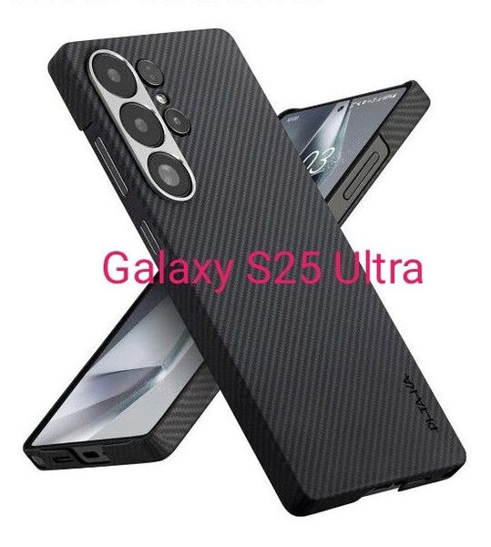 「PITAKA」Galaxy S25 Ultra ケース MagSafe対応 アラミド繊維製 高級カバー 黒/グレーツイル柄
