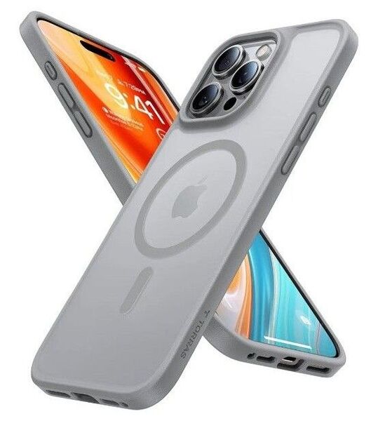 【米軍進化・Magsafe対応】TORRAS iPhone 16 Pro 用 ケース 半透明 マグネット搭載 耐衝撃 チタングレー