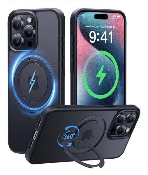 CASEKOO iPhone 15 Pro Max 用 ケース 超強磁力 米軍MIL規格 耐衝撃 高耐久性(ブラック)