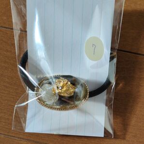 天然石入りレジンヘアゴム ゴールド 7