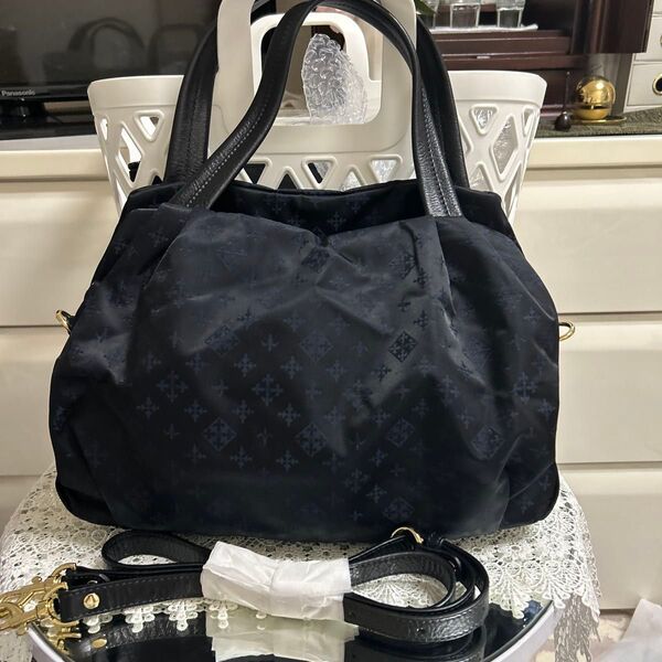 極美品 ラシット ネイビーrusset ショルダーバッグ 2way レザーハンドル