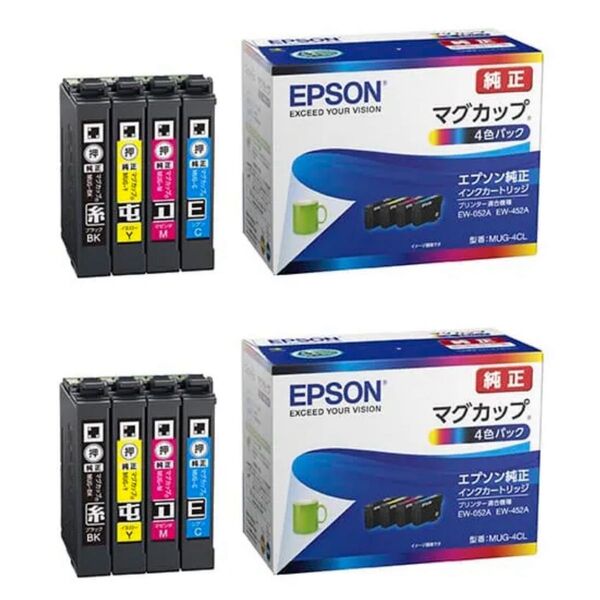 【新品/未使用】 2セット EPSON (エプソン) インクカートリッジ マグカップ 4色パック MUG-4CL