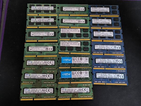 ノート メモリ DDR3 4GB×20枚 メーカーバラ