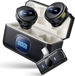 ピンマイク ワイヤレス iPhone/iPad/Android/PC対応 2人同時使用 瞬時接続 360°集音