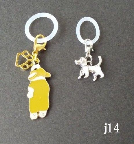 ハンドメイド アンブレラチャーム キーホルダー コーギー 犬 2個セット/ワンコアンブレラマ―カ―/傘の目印