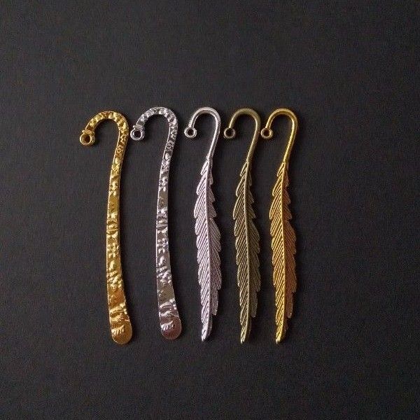 新品未使用 金属製 栞 しおり ブックマーカー 金具5本セット/おまけで丸カンつき