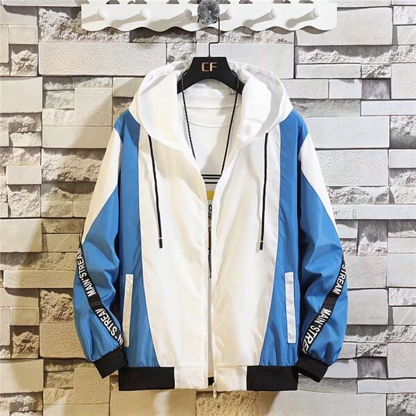 ウィンドブレーカー(ブルー)登山 梅雨 L アウトドア ジョギング ランニング キャンプ ジム