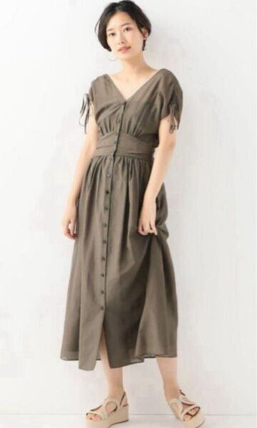 U by spick&span コットンシルク ロングワンピース ブラウン 36