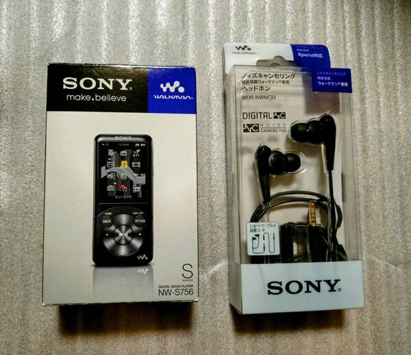 未使用 SONY ウォークマン NW-S756 32GB &ウォークマン専用イヤフォン カラー ブラック