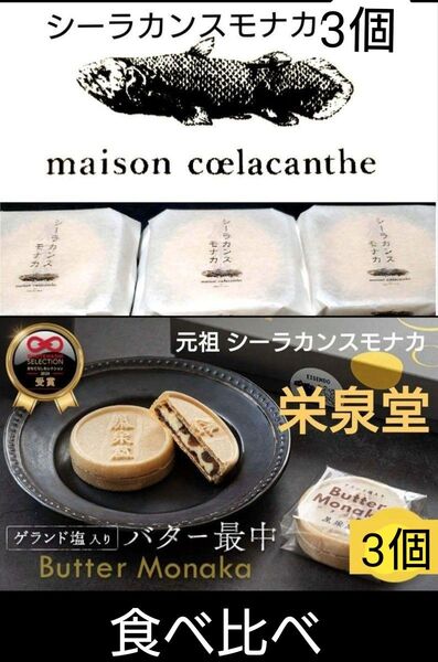 シーラカンスモナカ3個 栄泉堂バター最中3個 計6個 食べ比べセット!