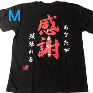 新品【感謝】バックプリント黒 おもしろTシャツ Mサイズ 男性女性兼用 メンズ レディース