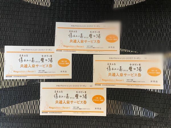 【4枚】湯あみの島《里の湯》共通入泉サービス券 2028年2月29日まで有効【ナガシマリゾート】長島温泉 チケット 入園券 お得