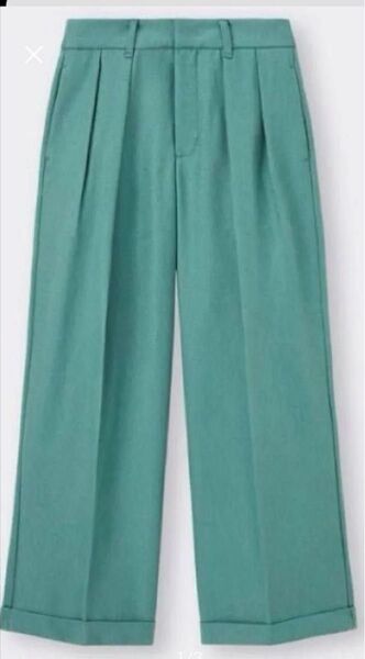 【未使用に近い!完売品】GU 【サイズM 】インタックワイドパンツ(丈標準69.0~73.0cm) 形態保持型崩れなし