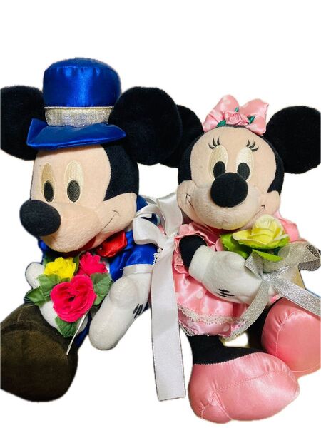 【美品】ミッキー&ミニー ウェディングドール ぬいぐるみ 2体セット