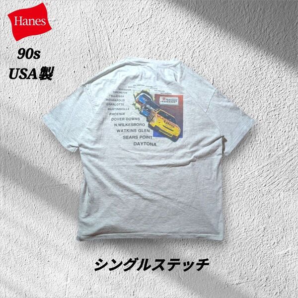 90sUSA製シングルステッチHanesヘインズヴィンテージ半袖Tシャツグレー XL