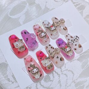 ネイルチップ ロング バレリーナ キャラネイル キティ マイメロ クロミ ジェルネイルチップ