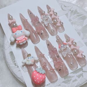 ネイルチップ スーパーロング ポイント シナモン ジェルネイルチップ