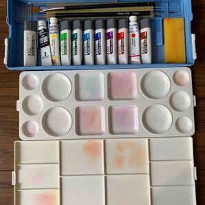 ポスターカラー 絵の具 筆 パレット 定規 混合棒 セット 中学生