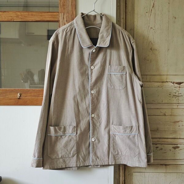 BEAMS 購入 トップス カラーシャツ ジャケット ルームウェア パジャマジャケット カットソー 長袖 メンズ 日本製 ベージュ